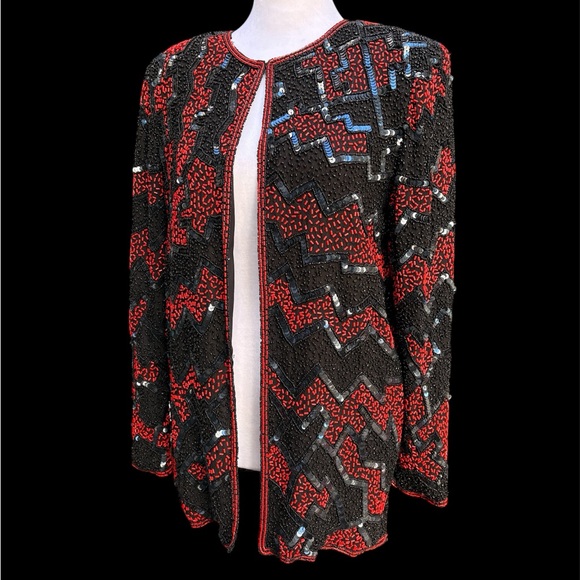 Vintage Sequins & Beaded Jacket with Silk Lining | Medium - Picture 9 of 10